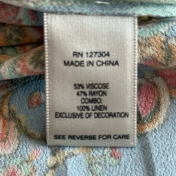 JOHN MARK Patchwork Floral Print Roll Tab Sleeves Tunic Shirt Size M Boho RARE - Picture 13 of 16